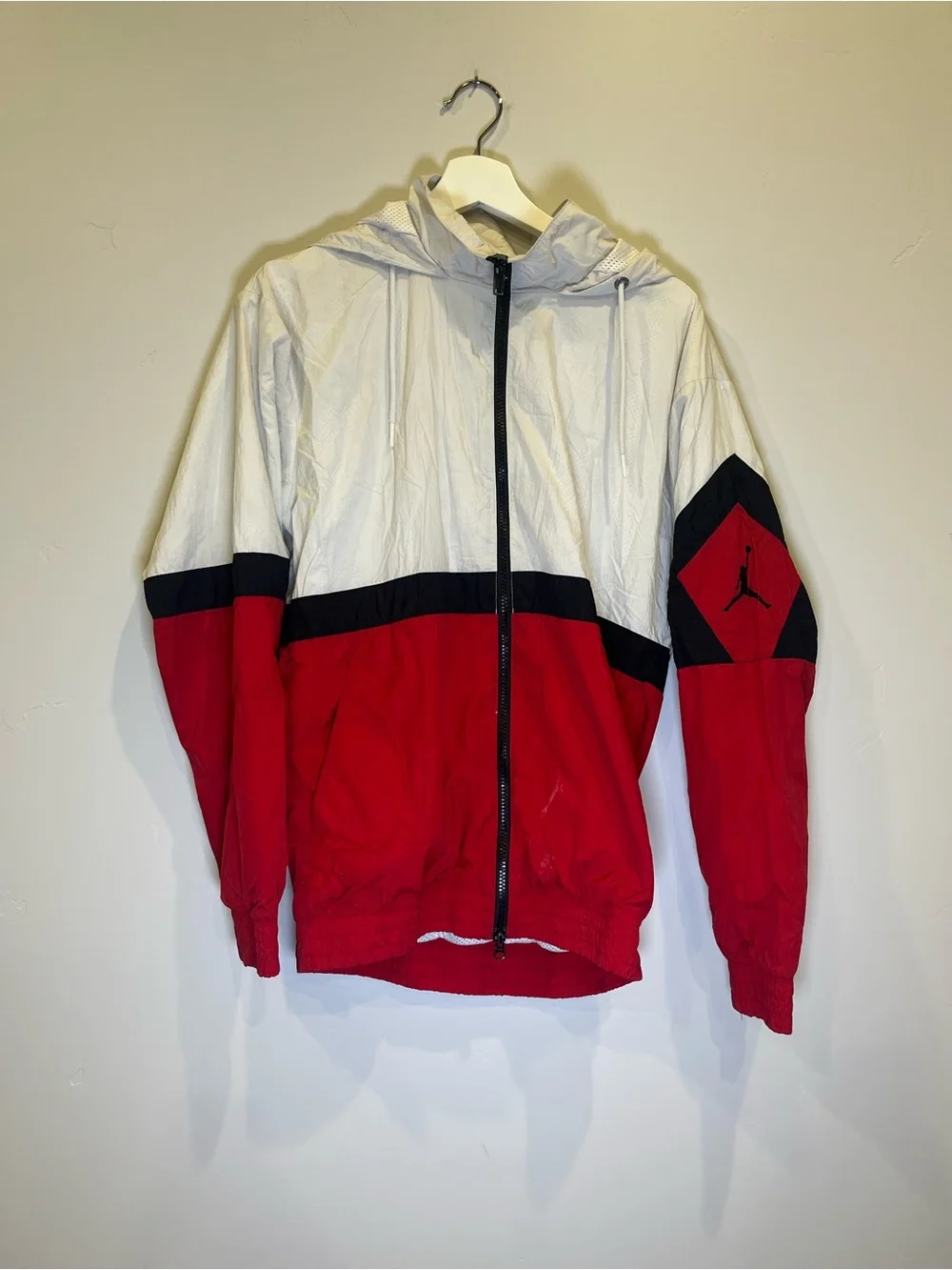 Jordan Red, White & Black Colorblock Windbreaker Jacket